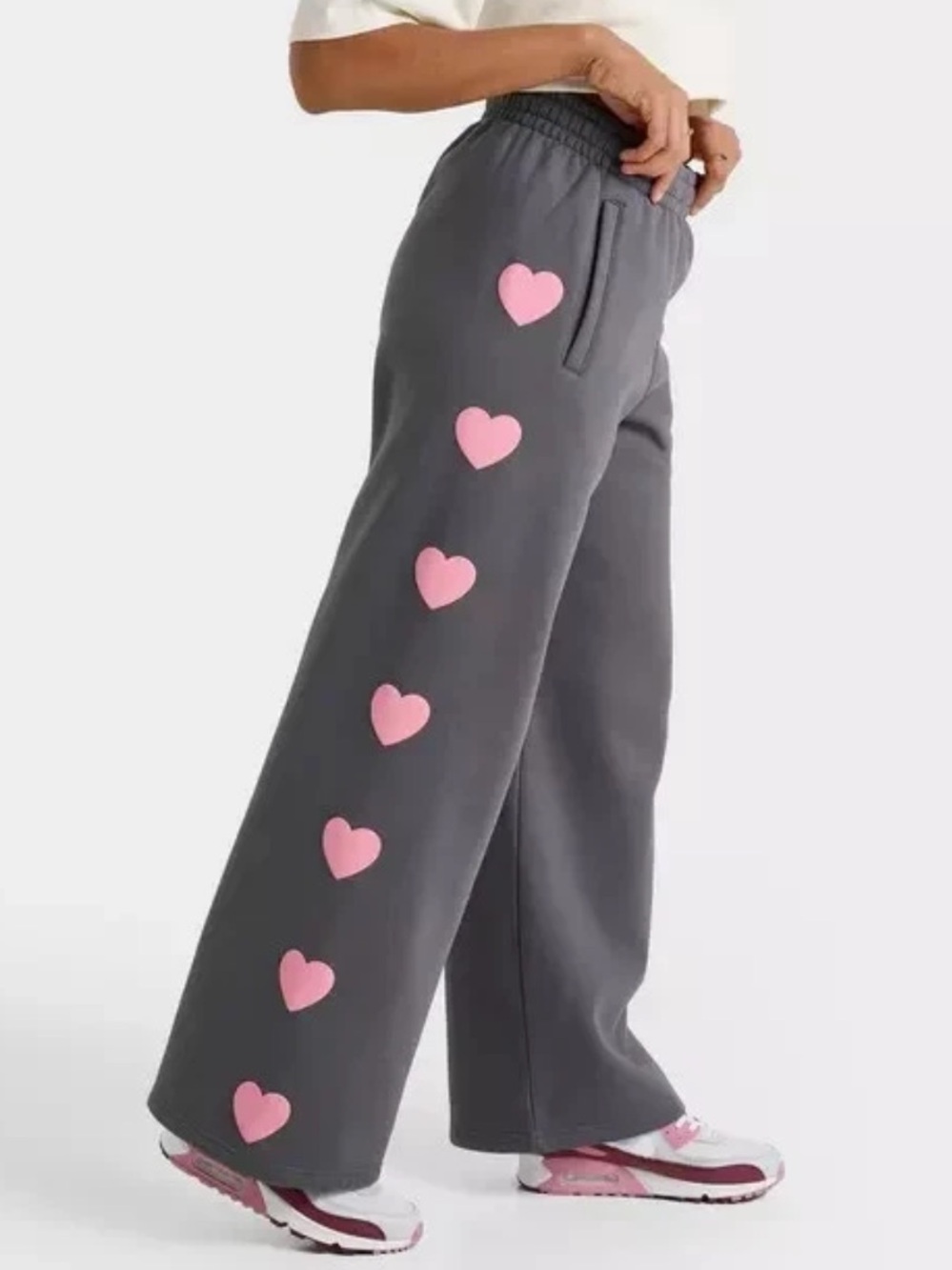 Unlike Humans Core Heart Wide Leg Pant / Castlerock Size XS NWT